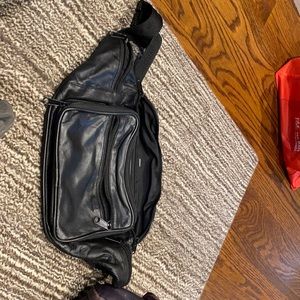 Black vegan leather Fanny pack
